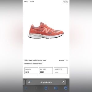 New Balance 990v4 “Sunrise Rose” Mens 9.5